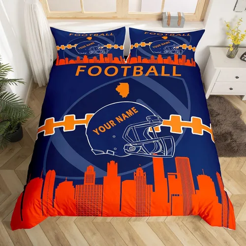 Miniatura 15 de Erosebridal Juego de funda de edredón personalizada para niños y niñas, juego de cama de jugadores de fútbol, funda de edredón de rugby con 1 funda