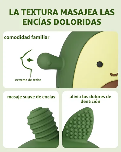 Miniatura 4 de ChooKaChoo Juguete de dentición para bebés de silicona con aguacate, manoplas de dentición para bebés mayores de 3 meses, mordedores de muñeca