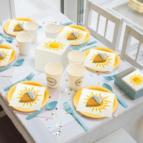 Miniatura 4 de Yeaqee 100 servilletas de papel boho Sunshine para el primer cumpleaños, baby shower, decoraciones de fiesta, papel desechable de 13 x 13 pulgadas
