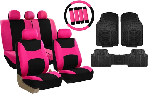 Miniatura 19 de Fundas para asientos FH GROUP FH-FB030115 de tela liviana y aireada, con división para airbag, set combinado menta/negro: funda de volante, Beige