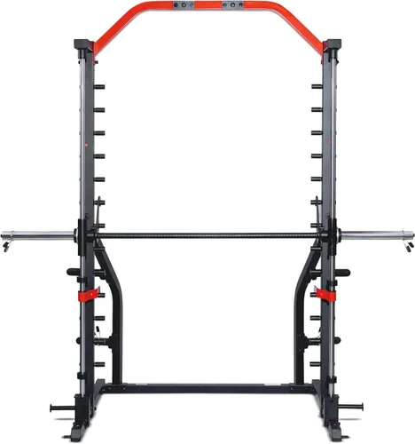 Miniatura 2 de Sunny Health & Fitness - Estante de potencia prémium para máquina de sentadillas, alta capacidad de carga, altura ajustable, barra de dominadas