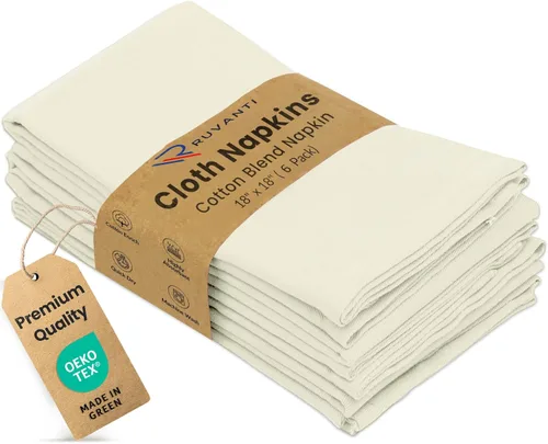 Miniatura 34 de Ruvanti - Juego de 4 servilletas de tela de 45x45 centímetros, lavables, suaves, duraderas, absorbentes, mezcla de algodón. Servilletas de mesa