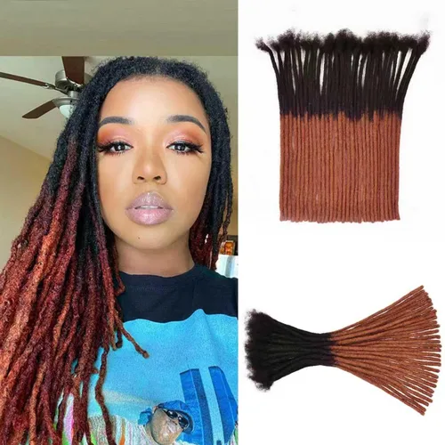 Miniatura 51 de Extensiones Loc de 10 pulgadas de grosor de cabello humano de 10 pulgadas, 10 hebras, extensiones de rastas de cabello humano para mujeres
