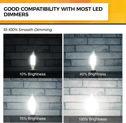 Miniatura 4 de Hizashi Bombillas LED de candelabro, E12, 40W regulables, CRI 90+, 4W, 450 lm, 5000K blanco diurno, bombillas de araña CA10, bombillas de vela