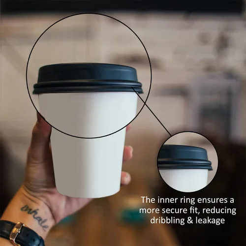 Miniatura 4 de Tapas de taza de café, tapa de cúpula para tazas de 10/24 onzas, vasos de papel, color negro, 50 unidades [no incluye tazas]