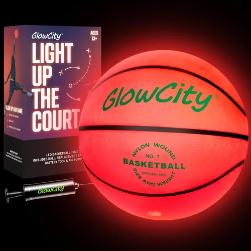 Miniatura 12 de GlowCity Baloncesto que brilla en la oscuridad – Tamaño 5, 6, 7 bola iluminada para niños, adolescentes y adultos – Juegos nocturnos al aire libre