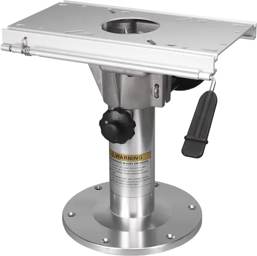 Miniatura 7 de ONHI Pedestal ajustable de aluminio para asiento de barco de 13 a 19 pulgadas de altura, diseño de bloqueo, pulido plateado, para barcos de pesca