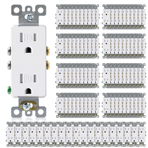 Miniatura 13 de ELEGRP Toma de corriente decorativa de pared, resistente a manipulaciones, 15 amperios, enchufe eléctrico de pared estándar, grado residencial