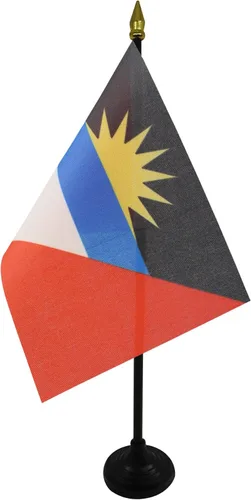 Miniatura 19 de Venezuela Old 7 estrellas con brazos Bandera de mesa 4'' x 6'' - Antigua bandera venezolana de escritorio 5.9 x 3.9 in - tapa de lanza dorada - AZ