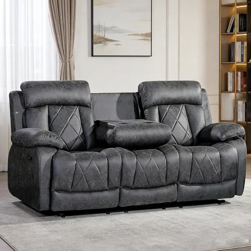 Miniatura 5 de Betsy Furniture Silla reclinable eléctrica de microfibra suave, luz LED, tipo C y cargador USB, reclinable gris humo 9052 (potencia, silla)