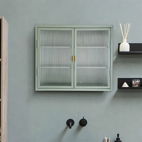 Miniatura 6 de Gabinete con puertas de vidrio, gabinete de boticario de baño con 2 puertas y estantes ajustables de 27.6 pulgadas para cocina de pared para baño