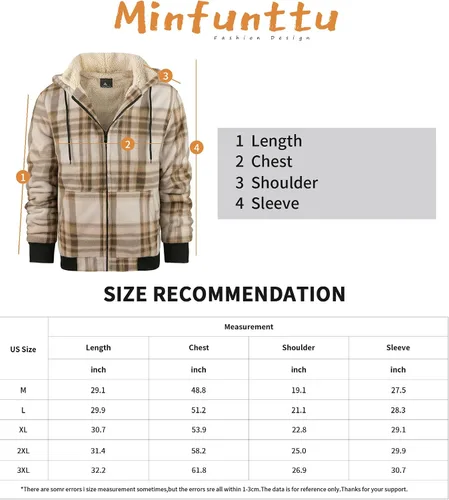 Miniatura 7 de Minfunttu Sudaderas con capucha para hombre, con cremallera, forro polar, sherpa, sudaderas pesadas, abrigo jacquard