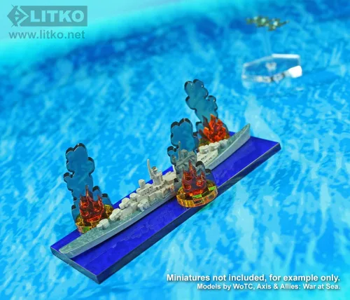 Miniatura 2 de LITKO Marcador Flaming Wreckage, pequeño Juego de 7 Base de 0.591 in, 1.181 in de alto Compatible con Warhammer 40K, Age of Sigmar