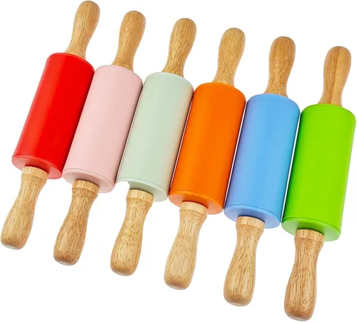 Miniatura 6 de Paquete de 6 rodillos pequeños para niños, rodillos para niños para la cocina del hogar (6 colores) (9 pulgadas)