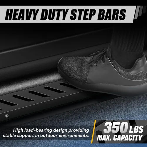 Miniatura 4 de Auto Dynasty Estribos con escalones pintados compatibles con Jeep Wrangler JL Unlimited 2018-2024 de 4 puertas, barra Nerf con escalón lateral, Negro