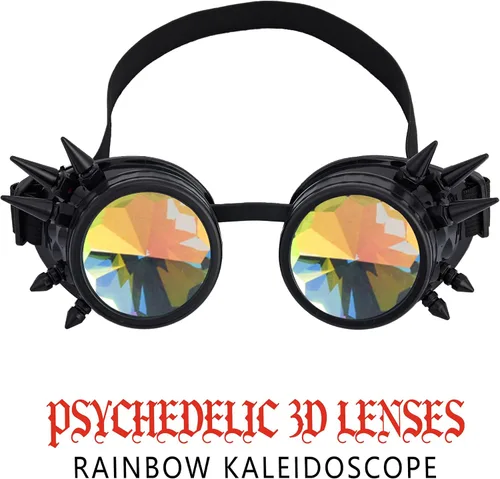 Miniatura 2 de Anteojos para fiesta con lentes de cristal diseño de caleidoscopioarco iris. Entrega en 3-5 días.