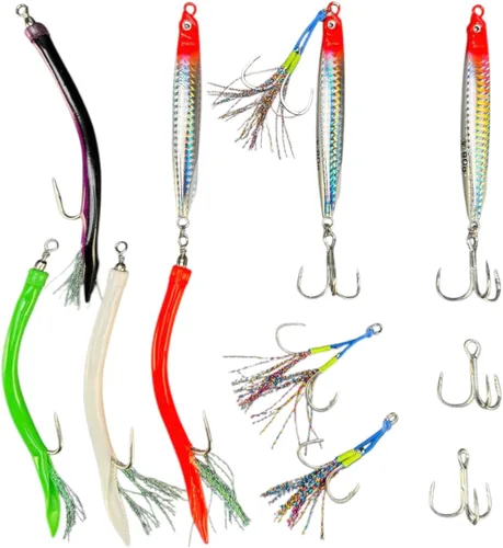 Miniatura 17 de Saltwater Fishing Lures Fishing Jigs Fishing Spoons for Striped bass, Pompano, Spanish Mackerel ，Bluefish Plata (3 piezas)