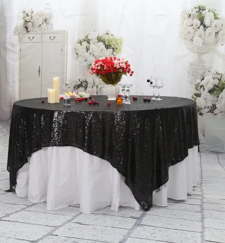 Miniatura 101 de PartyDelight Mantel de lentejuelas redondo de 50 pulgadas, color dorado claro, adorno de mesa para decoración de bodas, fiestas, cumpleaños
