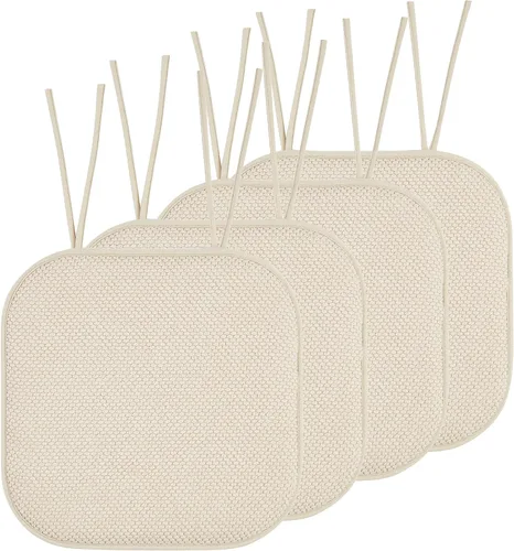 Miniatura 64 de Elegant Comfort Fundas de cojín para silla con lazos y parte trasera de goma antideslizante, espuma viscoelástica gruesa, almohadilla de cojín