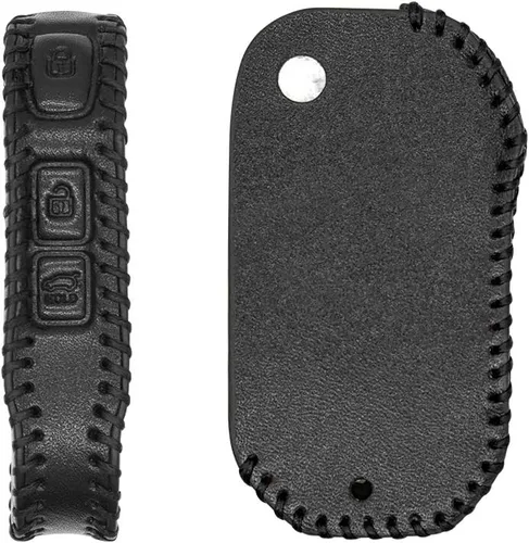 ontto Funda protectora de cuero con 3 botones para Kia Sportage Sorento 2019 2020 Flip Folding Remote Key Fob negro, Negro -