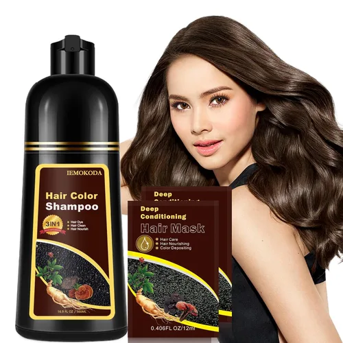 Miniatura 16 de Champú para Teñir el Cabello Marrón Cerezo 3 en 1, Champú para el Color del Cabello que Funciona en Minutos, Champú para Cabello Marrón & Champú