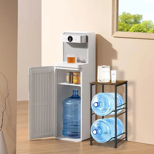 Miniatura 2 de MOOACE Estante para jarra de agua de 3 niveles, organizador de 5 galones con estante superior de almacenamiento, color negro