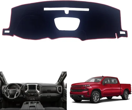Accesorios interiores personalizados para Silverado 1500 2019 2020 2021 2022 cubierta de tablero reduce el deslumbramiento, elimina grietas, rojo