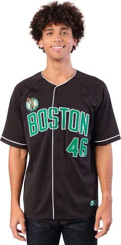Miniatura 19 de Ultra Game Camiseta de béisbol oficial de la NBA con botones y botones para hombre Negro 23