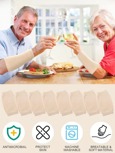 Miniatura 5 de Janmercy 9 pares de protectores de brazo para piel fina y moretones protectores de brazos para ancianos para trabajo de jardinero