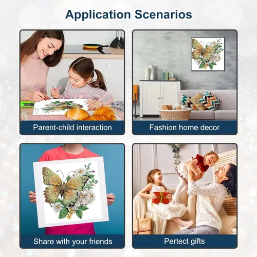 Miniatura 4 de Stalente Kits de pintura de diamantes para adultos, mariposa, kits de arte de diamantes de forma especial 5D para principiantes, pintura de Mariposa
