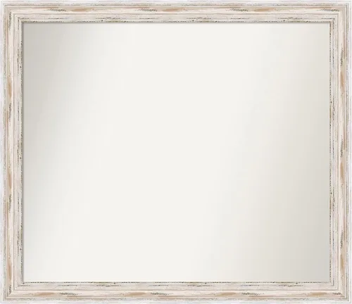 Miniatura 146 de Amanti Art Espejo de baño blanco para sobre el fregadero, 30 x 35 pulgadas, espejo de tocador rectangular estrecho de Eva de oro blanco, marco