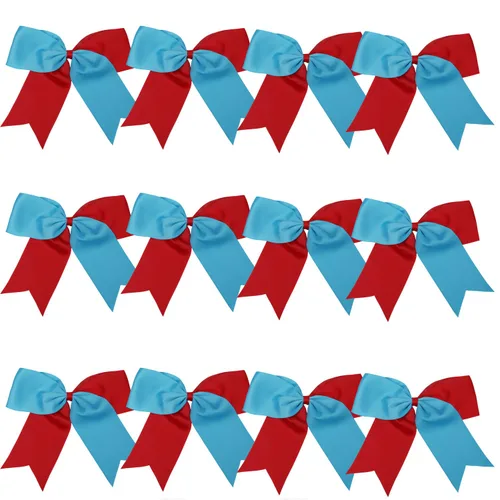 Miniatura 45 de Lazos de animadora jumbo de 8 pulgadas con diamantes de imitación brillantes para cola de caballo, lazos de porrista, 6 unidades, color negro