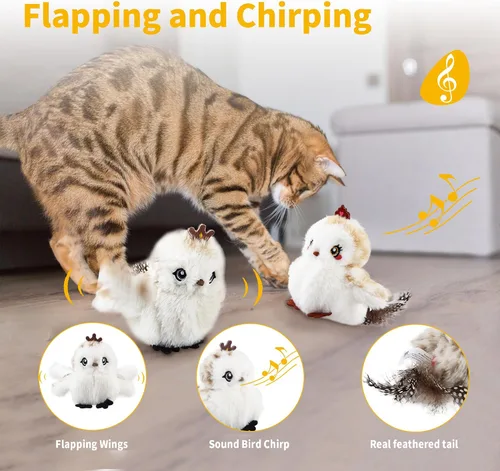 Miniatura 2 de Gigwi Juguetes interactivos para gatos de interior, juguetes de hierba gatera que aletean y gorjean para el ejercicio de gatos, juguete automático