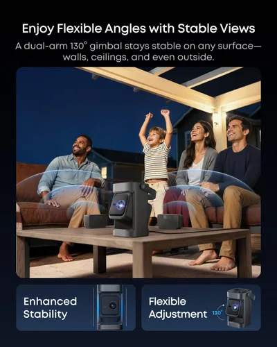 Miniatura 6 de soundcore Nebula P1 Proyector GTV portátil con altavoces desmontables, 650 lúmenes ANSI, 1080P, 20 W sonido envolvente verdaderamente 2.0, audio