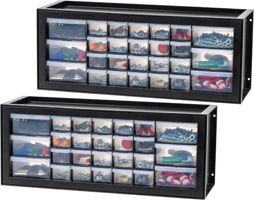Miniatura 19 de IRIS USA Cajones de almacenamiento pequeños de plástico, 10 cajones - 2 paquetes, caja de herramientas para maestros apilable, organizador de piezas