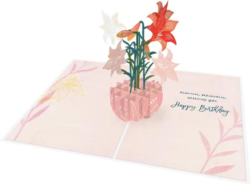 Miniatura 10 de Designer Pop!, Tarjeta de felicitación desplegable de cumpleaños – Diseño floral con tarjeta 3D de lirio de cala para amigos, familia y personas