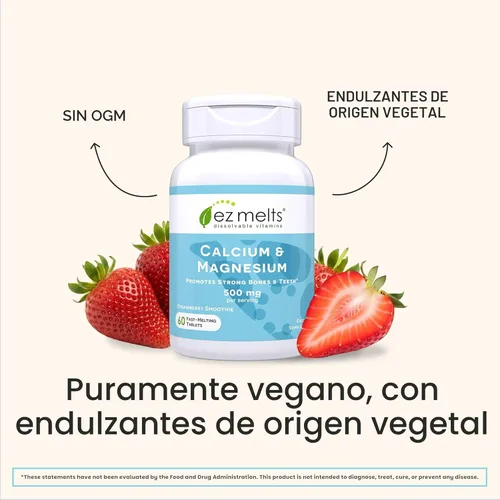 Miniatura 6 de EZ Melts Calcio y Magnesio - Suplemento diario para la salud del corazón, huesos, sistema inmunológico y cerebro - con vitamina D3 - Sin GMO