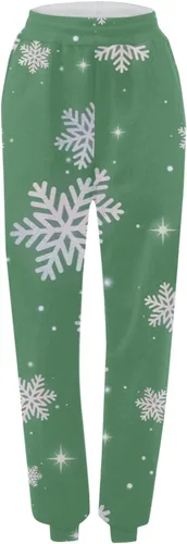 Miniatura 5 de Pantalones de chándal Estampado navideño para mujer rectos, cintura alta, elásticos, sueltos, básicos