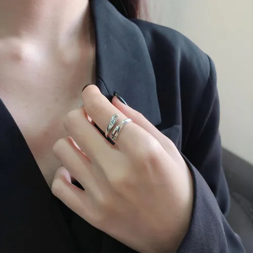 Miniatura 42 de Anillo de plata de ley 925, minimalista, ajustable, hecho a mano, para mujeres y niñas