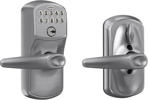 Miniatura 32 de SCHLAGE FE595 CAM 622 GEO Entrada con teclado con cerradura electrónica Flex, negro mate