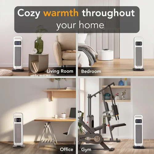 Miniatura 4 de Comfort Zone Calentador de espacio de torre de 26 pulgadas y 1500 W para uso en interiores, control remoto, termostato ajustable, temporizador de 24