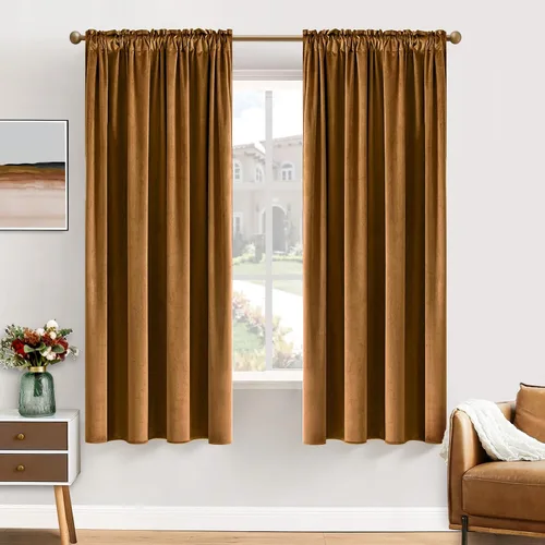 Miniatura 51 de MIULEE - Juego de 2 paneles de cortinas negro opacas y térmicas de terciopelo para la sala de estar y dormitorio, con bolsillo para cortinero, de 63