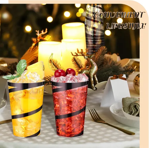 Miniatura 7 de Bokon 100 vasos de plástico transparente con borde de 12 onzas con borde, vasos desechables de plástico, vasos de vino, elegantes vasos de boda