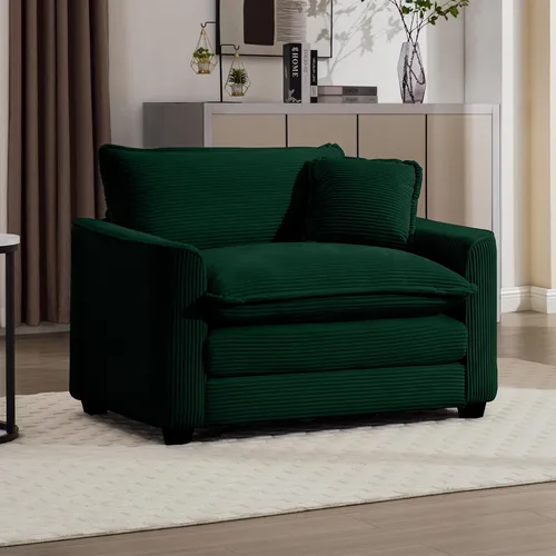 Miniatura 12 de Aoowow Sofá de dos plazas de pana, modernos sofás de nube de 2 plazas para sala de estar, sofás modulares de nube seccionales con asiento profundo