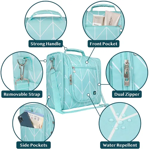 Miniatura 3 de PAVILIA - Bolsa de aseo para viaje para mujeres y hombres, organizador cosmético colgante, bolsa de maquillaje resistente al agua para accesorios