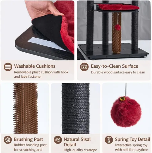 Miniatura 8 de FourFurPets Árbol para gatos resistente, árbol de gato de 67.7 pulgadas para gatos de interior grande y adulto, torre moderna para gatos grandes