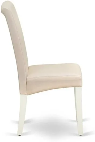 Miniatura 6 de East West Furniture BAP2T01 Barry Parson - Juego de 2 sillas de comedor tapizadas de tela de lino crema, color blanco lino