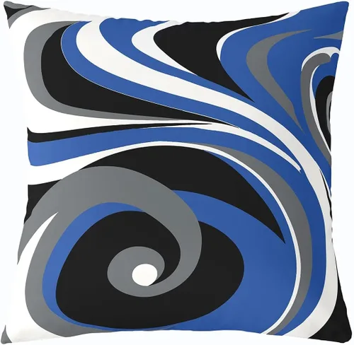 Miniatura 12 de Feelyou Juego de 4 fundas de almohada geométricas reversibles para exteriores de 16 x 16 pulgadas, diseño geométrico de rayas negras y grises, juego