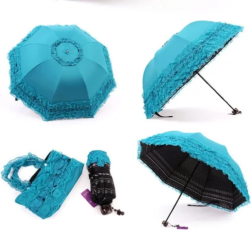 Miniatura 42 de Honeystore Paraguas plegable a prueba de rayos ultravioleta Princess Lace Parasol con cúpula anti-UV