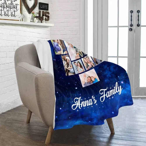 Miniatura 4 de Manta personalizada con corazones con fotos para mamá papá, manta personalizada para la cama, manta de forro polar, regalo para la familia, regalo